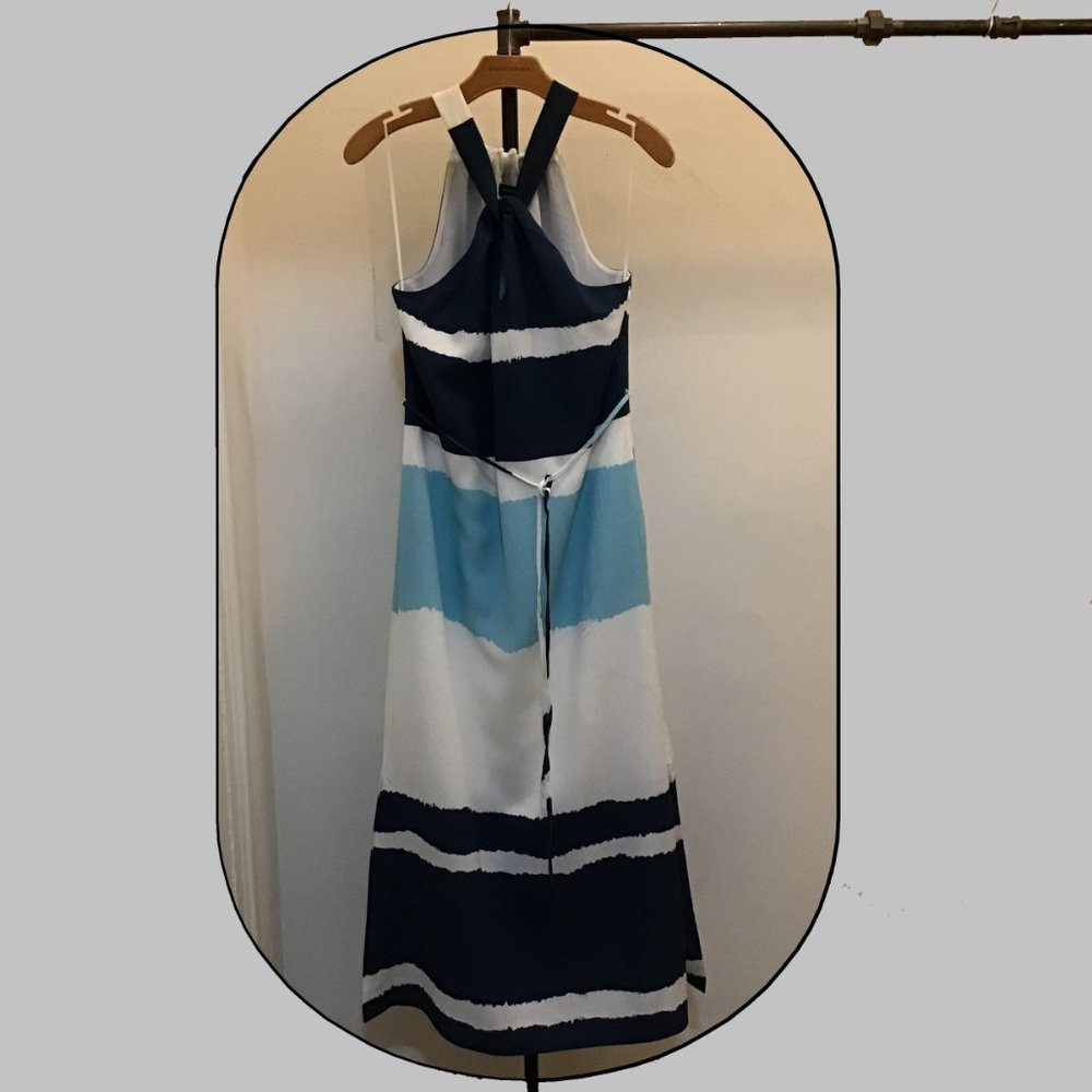 Banana Republic Sundress blue and white crinkle women's long dress petite 4